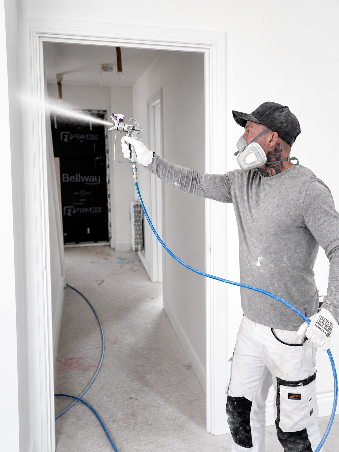 Spray painting at a Bellway home in Lymm