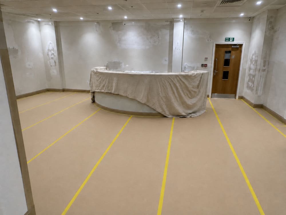 Freshly painted commercial reception room