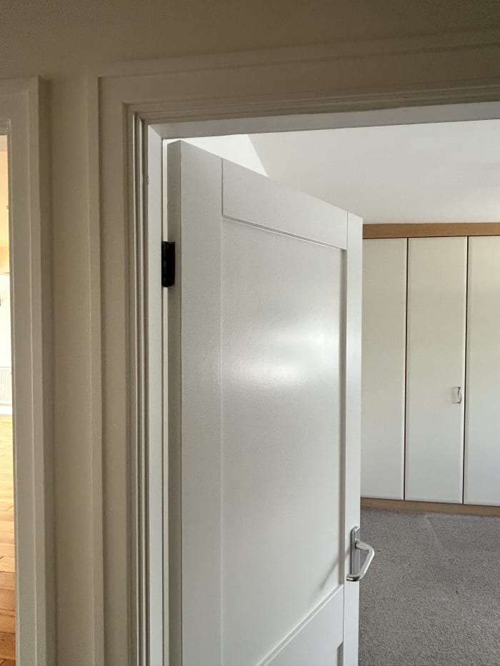 Sprayed door and frame &mdash; woodwork finish, bungalow, Warrington