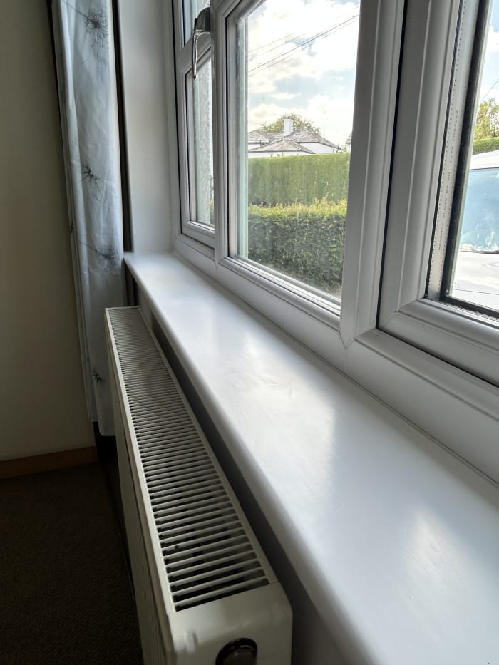 Refinished window board &mdash; woodwork detail, Grappenhall