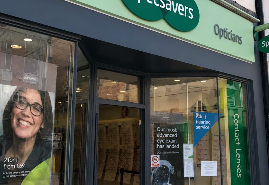 Specsavers shopfront — exterior painting and signage preparation