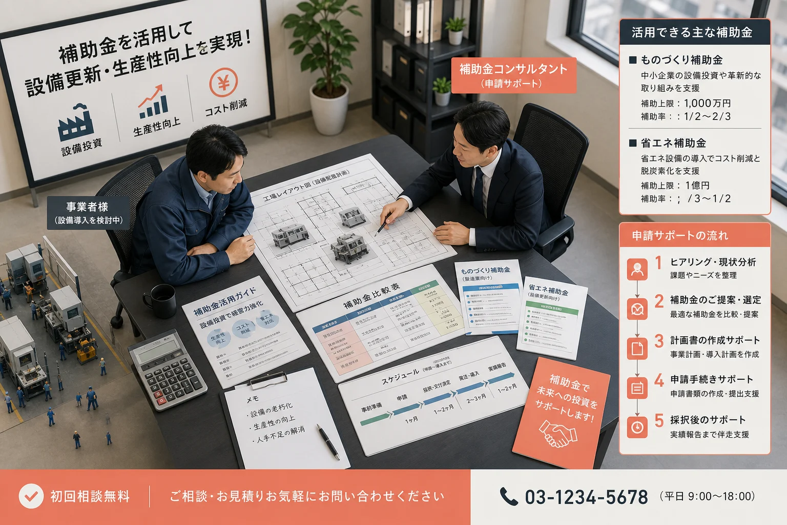 事業者向け補助金を協議する俯瞰シーン