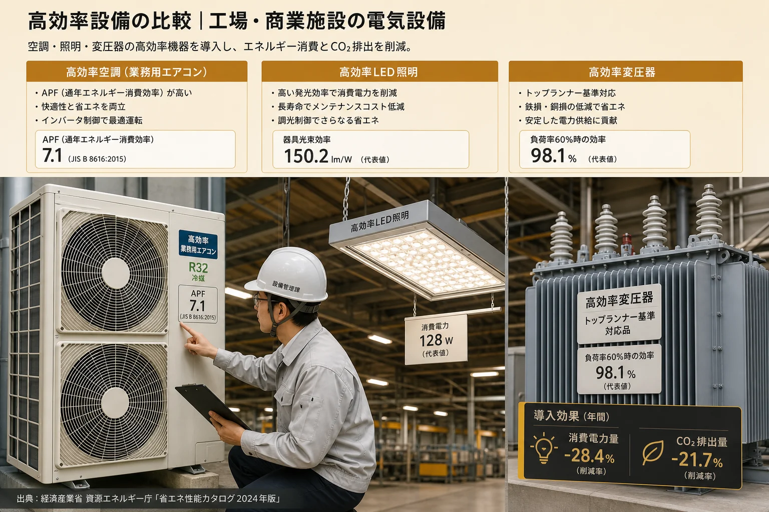国の省エネ・非化石転換補助金の4類型を比較する写真