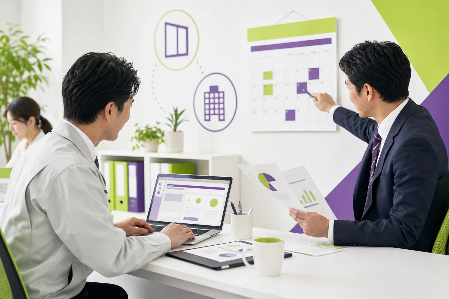 住宅省エネポータルで窓補助金申請手続きを進める担当者のシーン