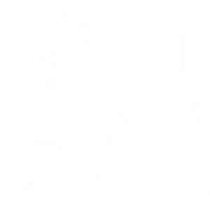 Fall Line logo rendered in white, stylized architectural lettering.