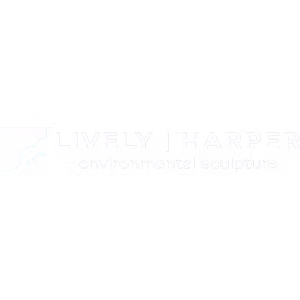Lively Harper logo rendered in white, featuring the text 'environmental sculpture' and an abstract icon.