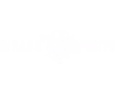 Virago Spirits logo rendered in white, featuring a central monogram.