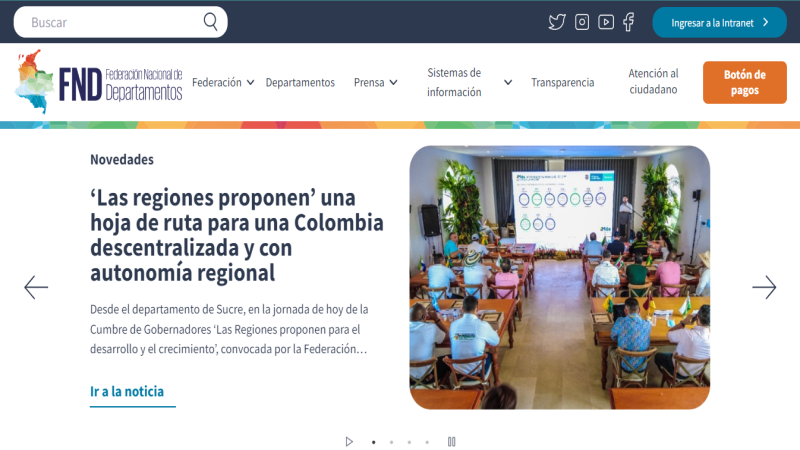 Web Portal of the National Federation of Departments of Colombia