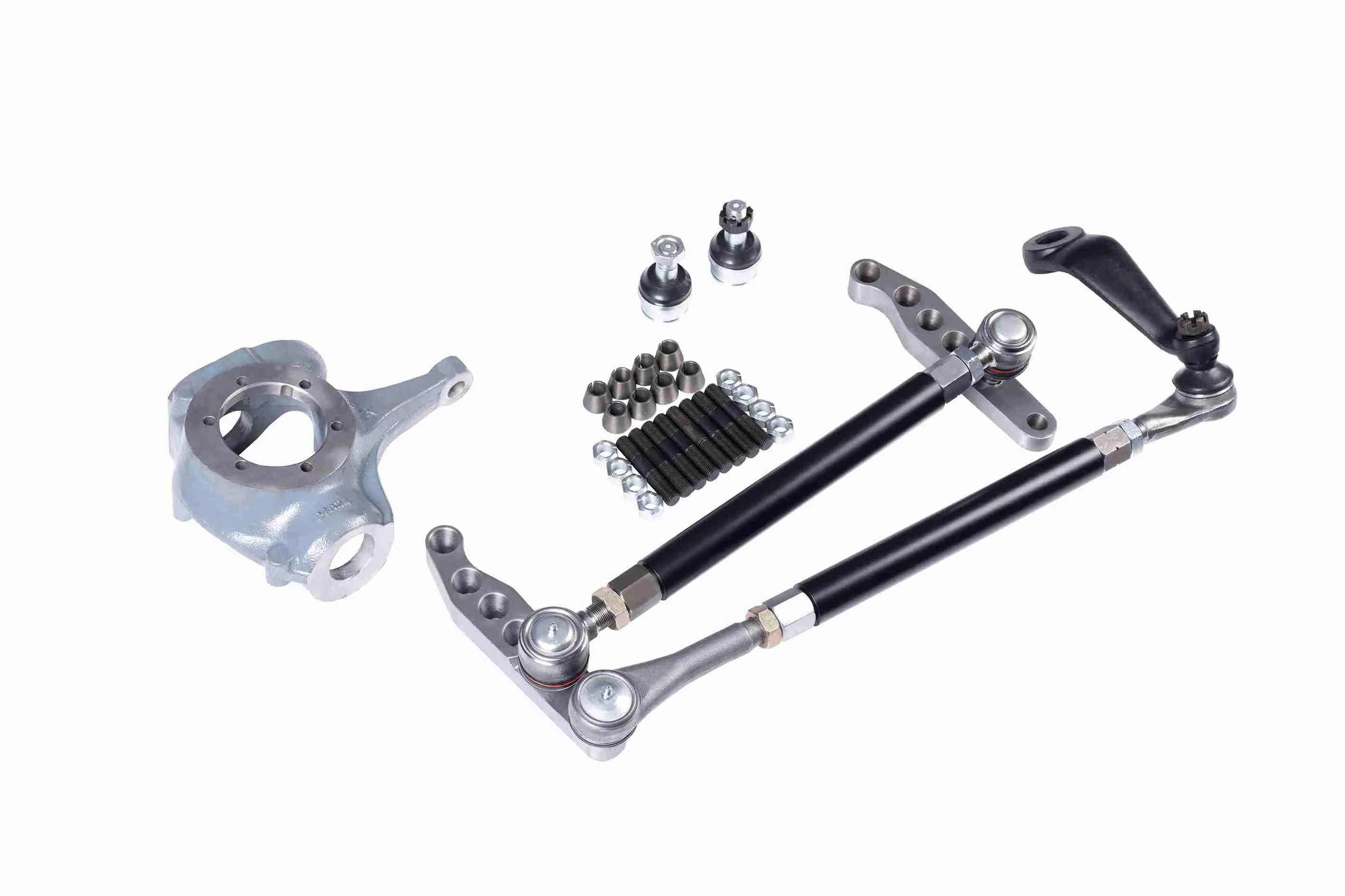 Complete Dana 44 Chevy 10 Bolt high steer steering kit with DOM tubing and billet crossover steering components