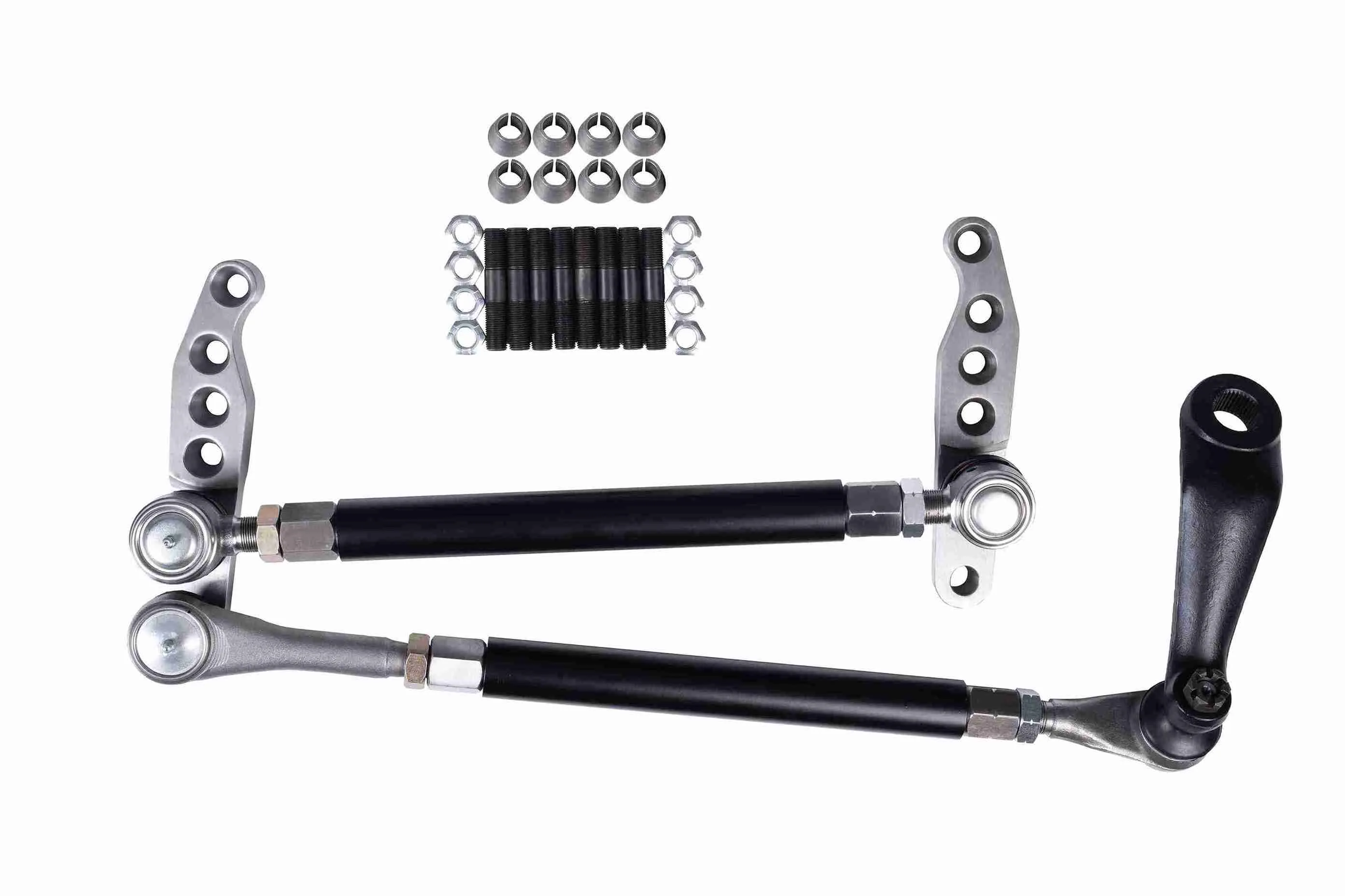 Dana 44 high steer crossover steering kit with billet steering arms DOM tubing and heavy-duty steering hardware for off-road builds