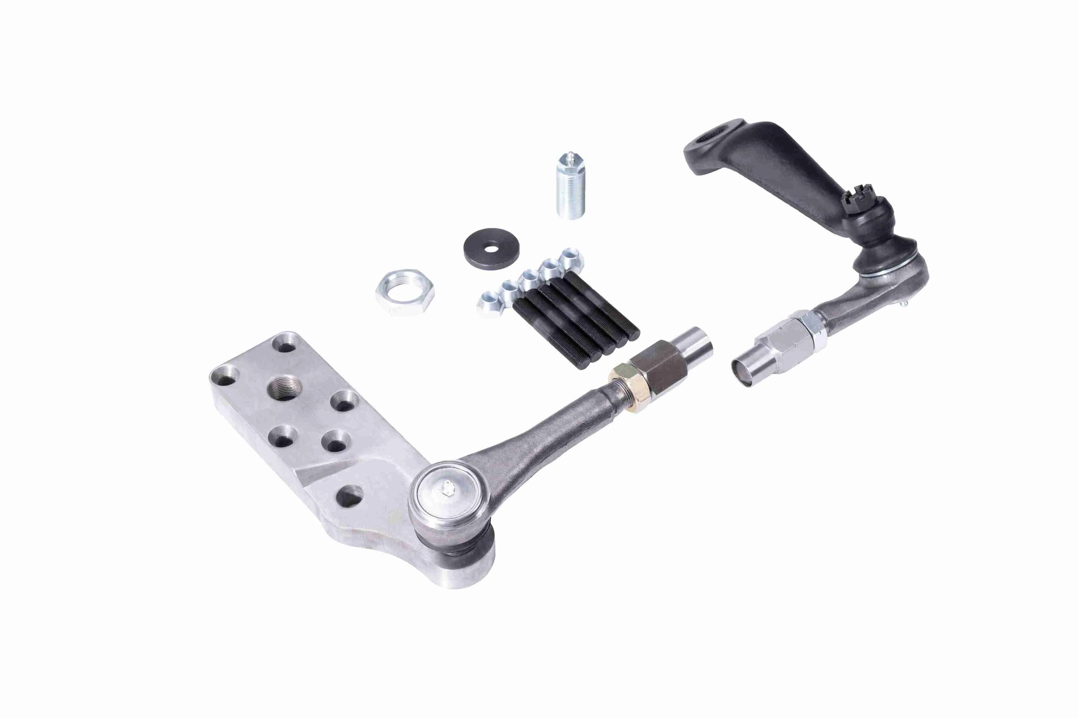 East West Off Road Dana 60 1-ton crossover steering kit with billet high steer arm, drag link components, hardware, and kingpin axle steering upgrade parts