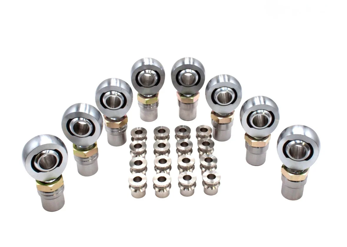 1-1/4 inch x 12 Chromoly Heim Joints Set of 8 with Tube Adapters and Jam Nuts for 4 Link Suspension Systems
