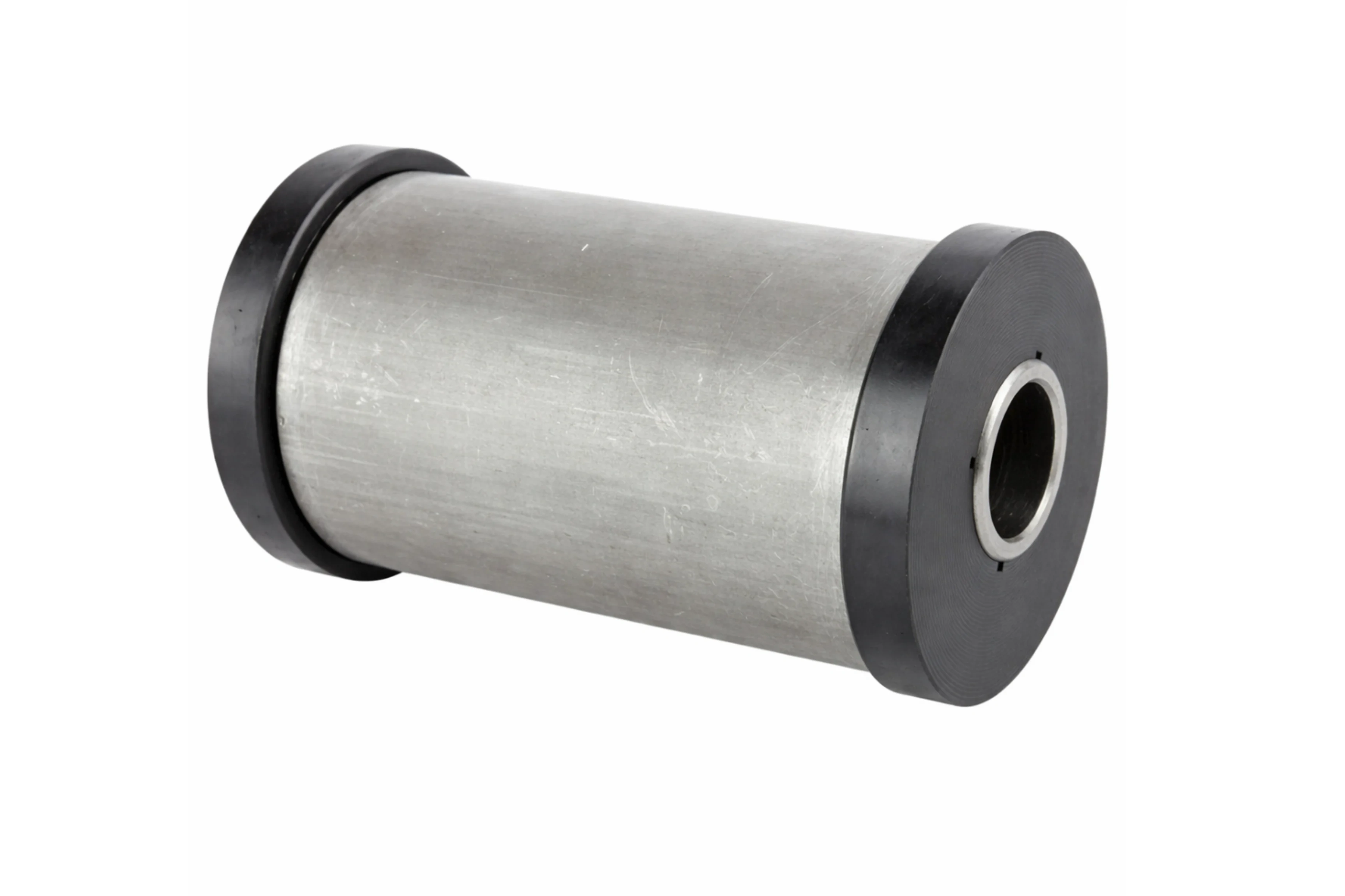 Heavy duty bushed DOM sleeve kit with polyurethane bushings shown from an angled side view for custom fabrication and motor mount applications.