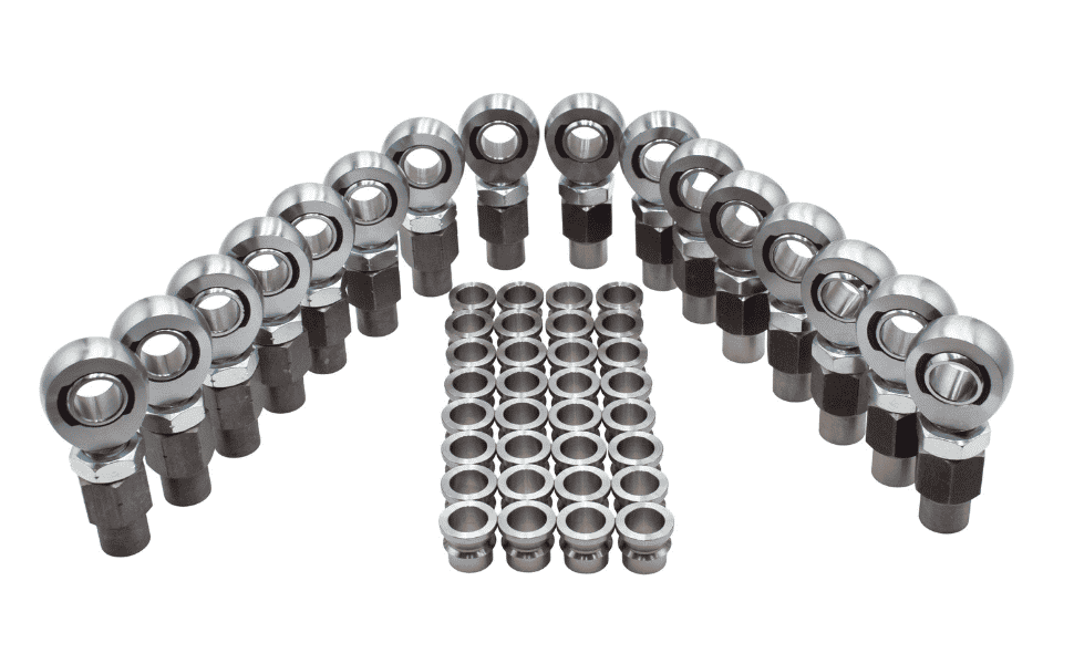 East West Off Road 7/8 inch chromoly heim joint steering kit set of 16 with spacers for Jeep and 4x4 builds