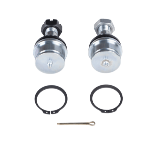 Dana 44 and GM 10 Bolt 8.5 inch ball joint set with upper and lower joints, snap rings, and cotter pin for 4x4 axle applications.