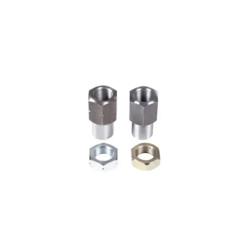 East West Off Road 7/8-18 TPI left and right hand tube adapters and jam nuts for heavy-duty off-road steering and suspension applications