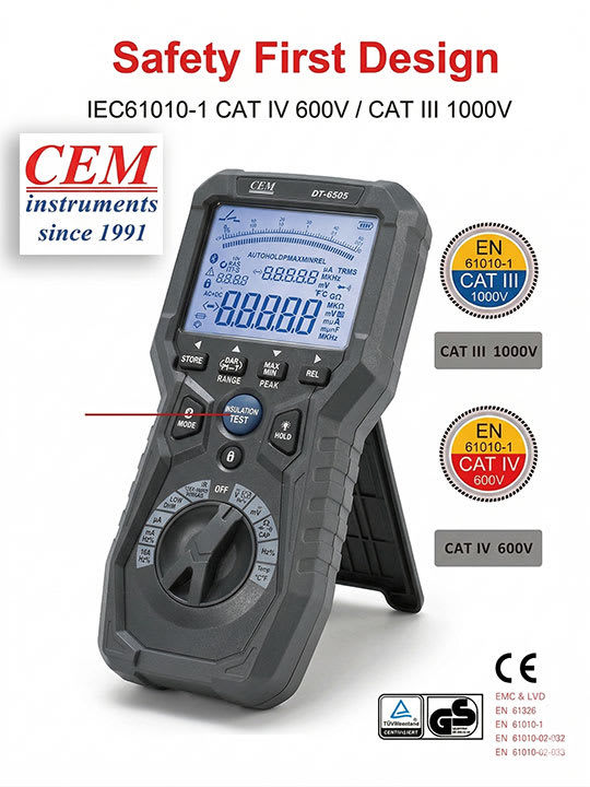 Cem Testing CEM DT-6505 Insulation Multimeter - CEM Test Instruments GmbH