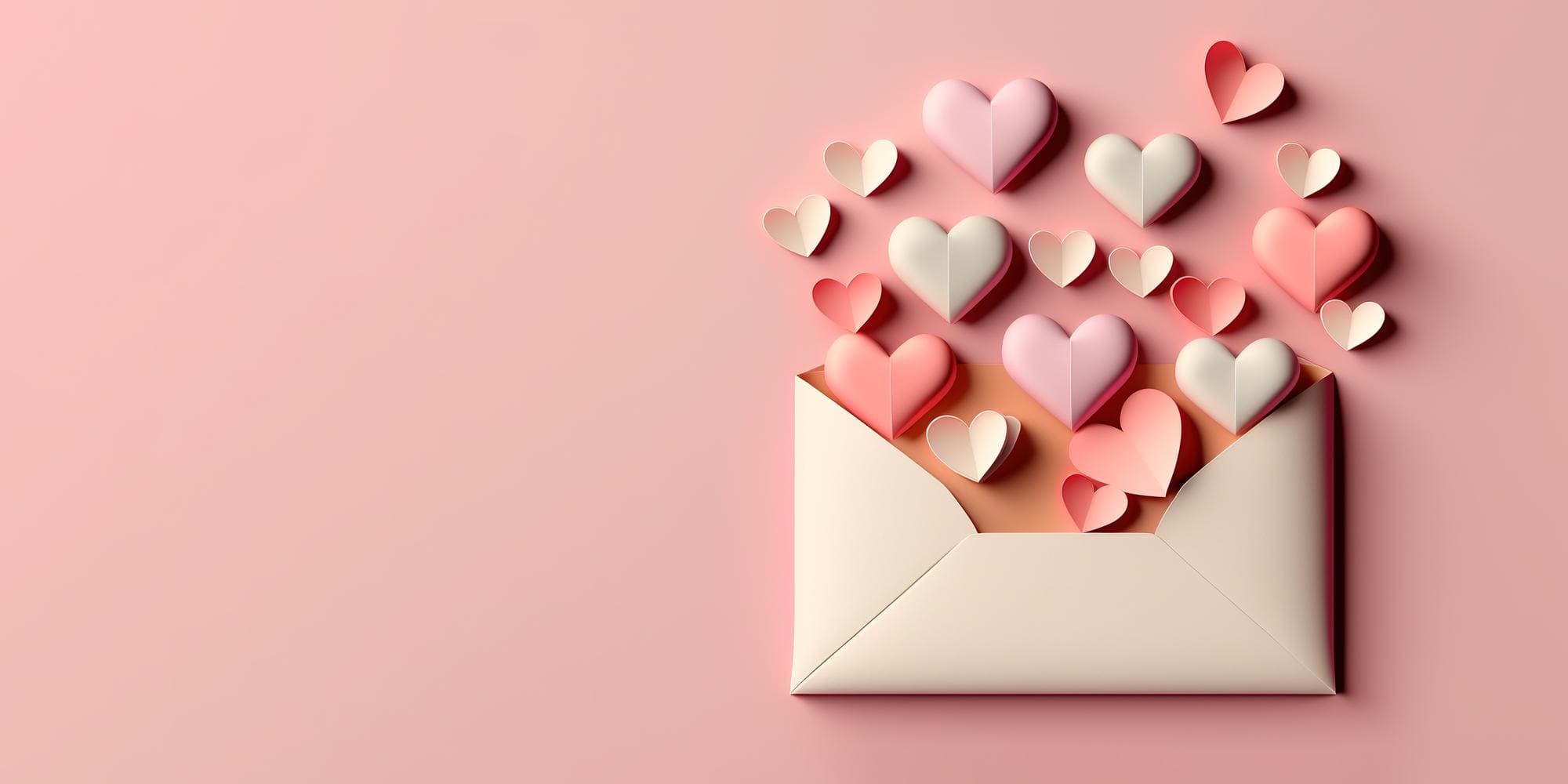 love letter envelope with paper craft hearts