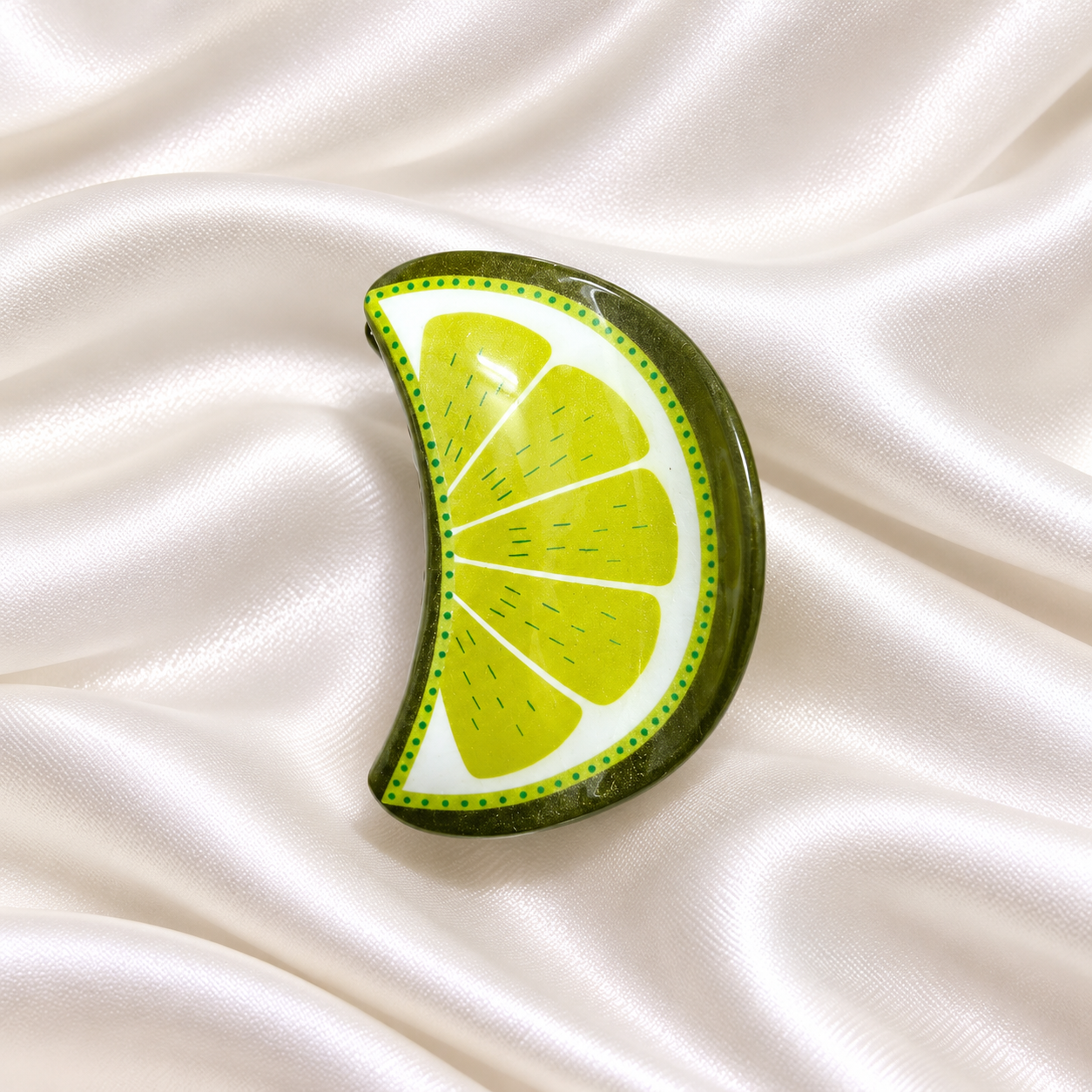 Lime Slice Hair Claw Clip – Green & White