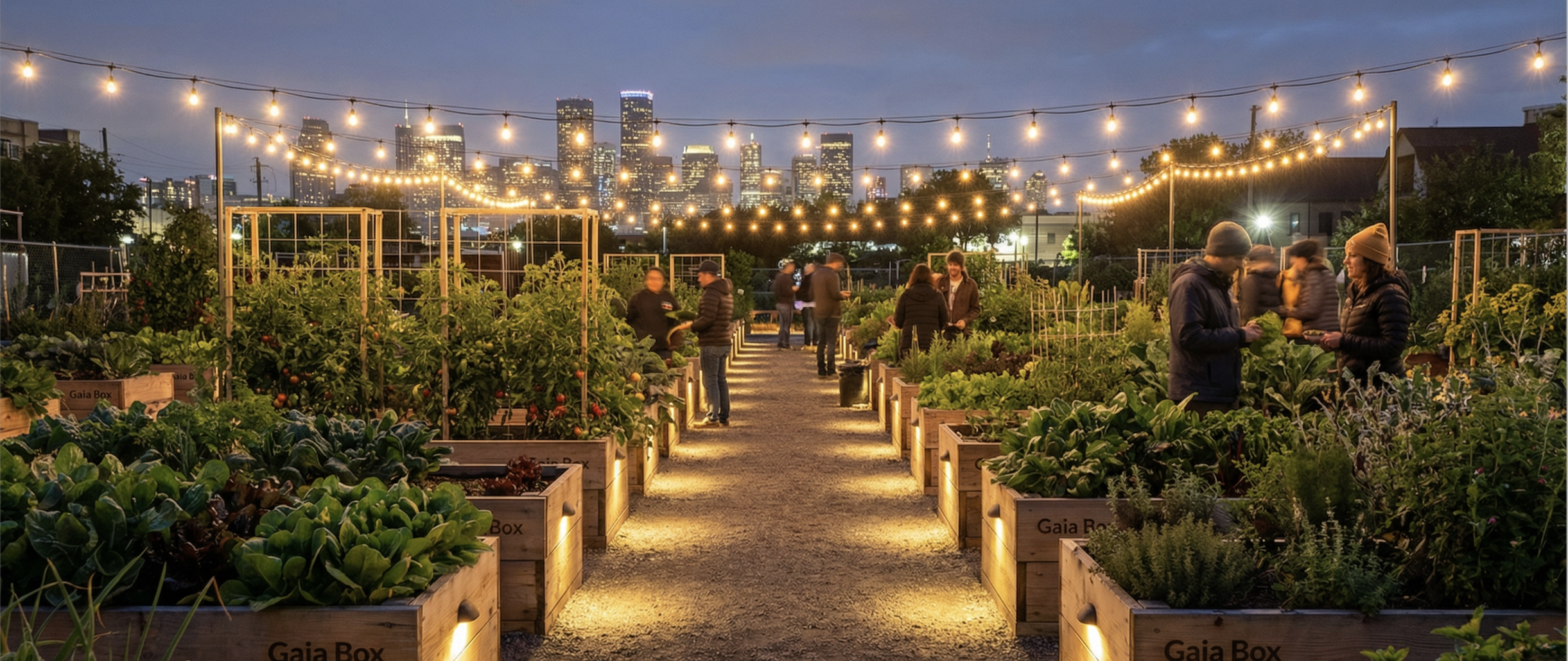 Urban green infrastructure at dusk