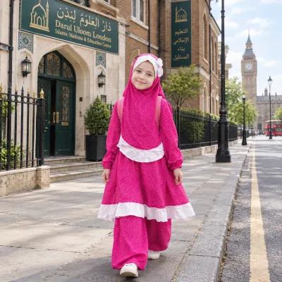 Kids Lilen Khimar Set With Kuchi KCK136 2