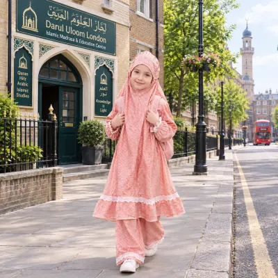 Kids mix Cotton grameen check Khimar Set KCK504 1