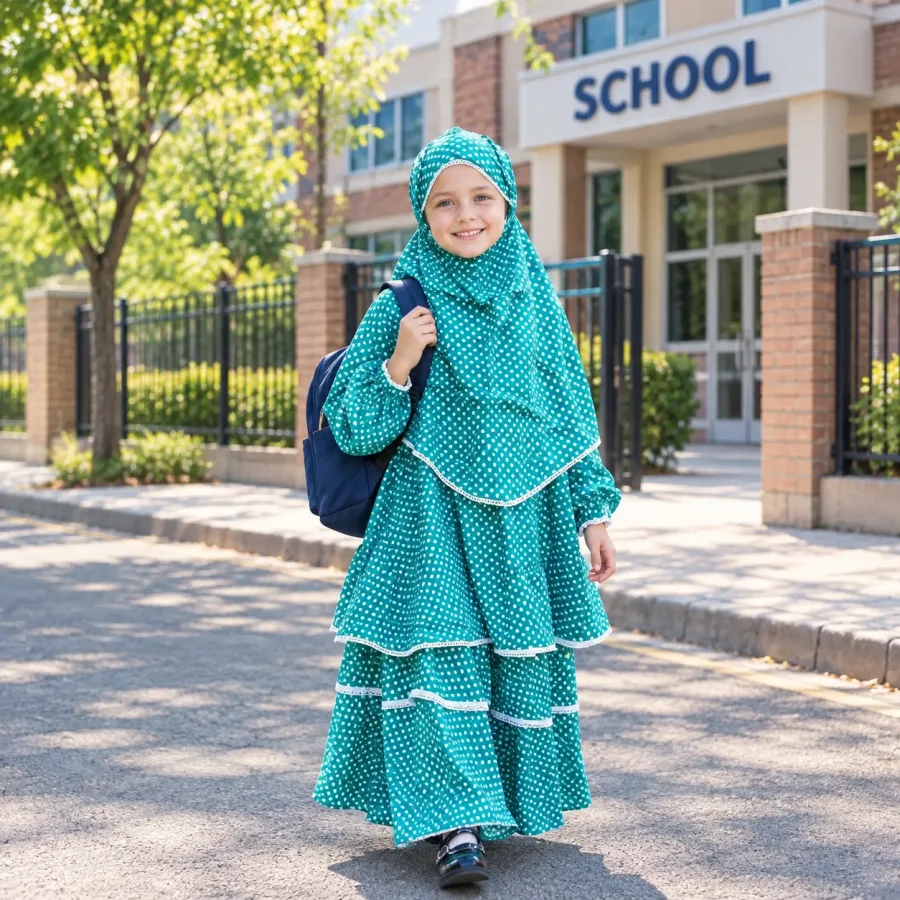 Kids Cotton Khimar Set with skart KCK102
