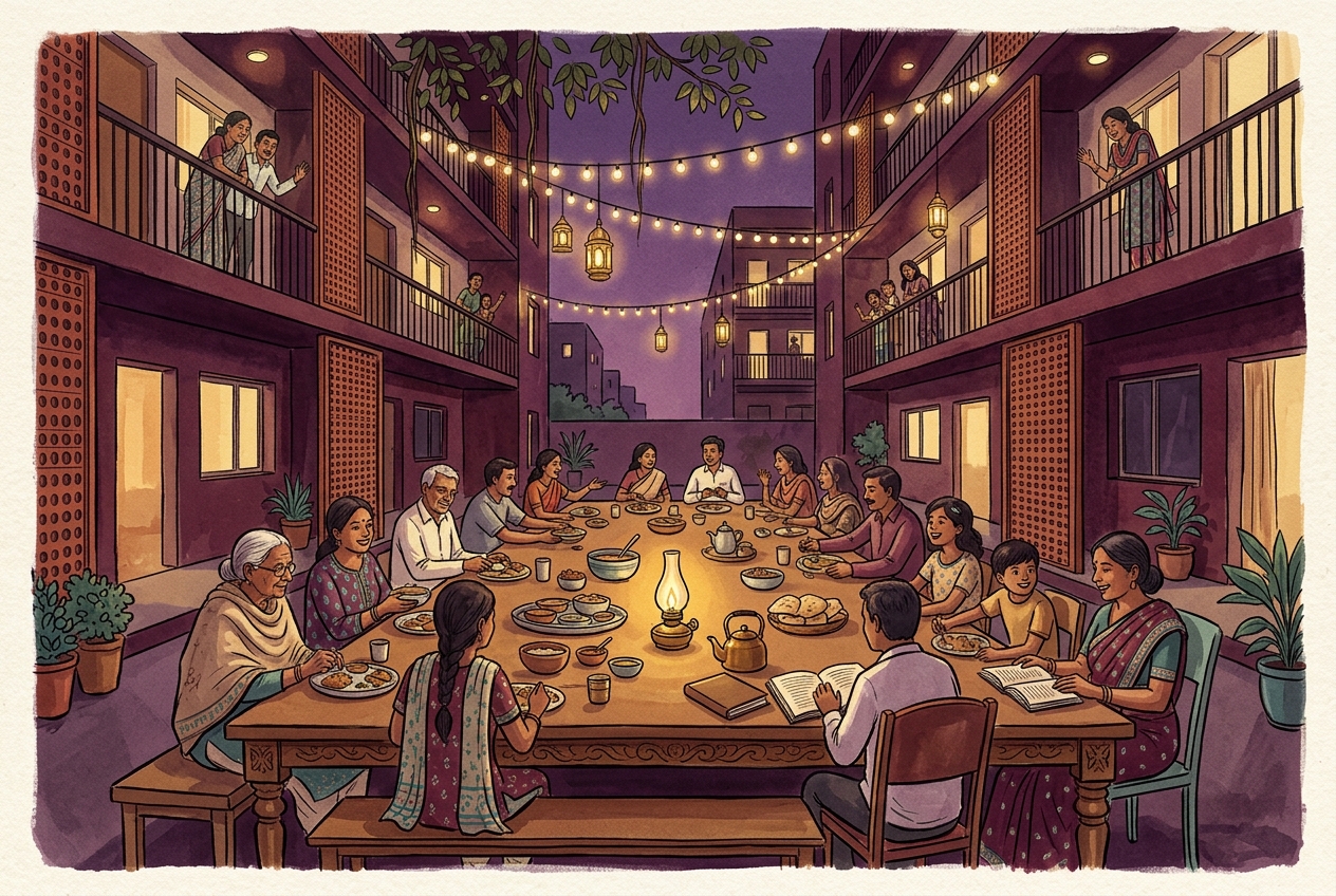 Xin Canvas card — What if every apartment building had one shared table?