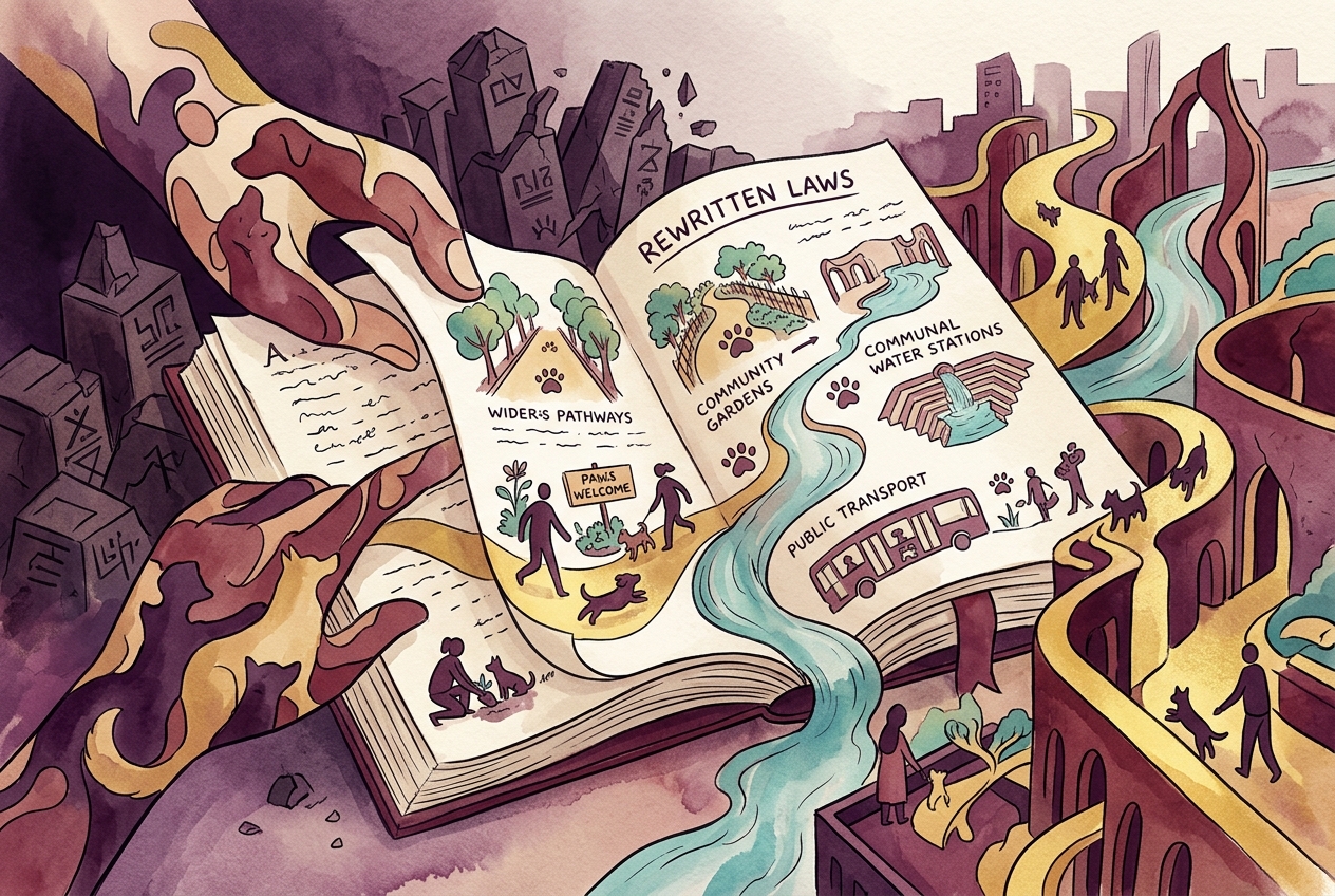 Xin Canvas card — What if dogs and their humans redesigned one city rule?
