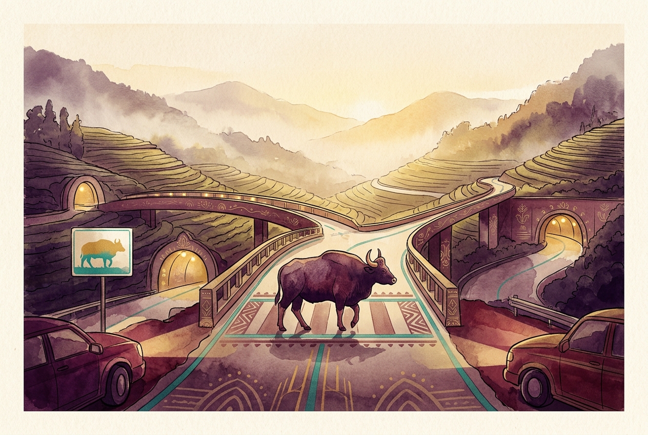 Xin Canvas card — What if the gaur crossing your road had right of way — by de…
