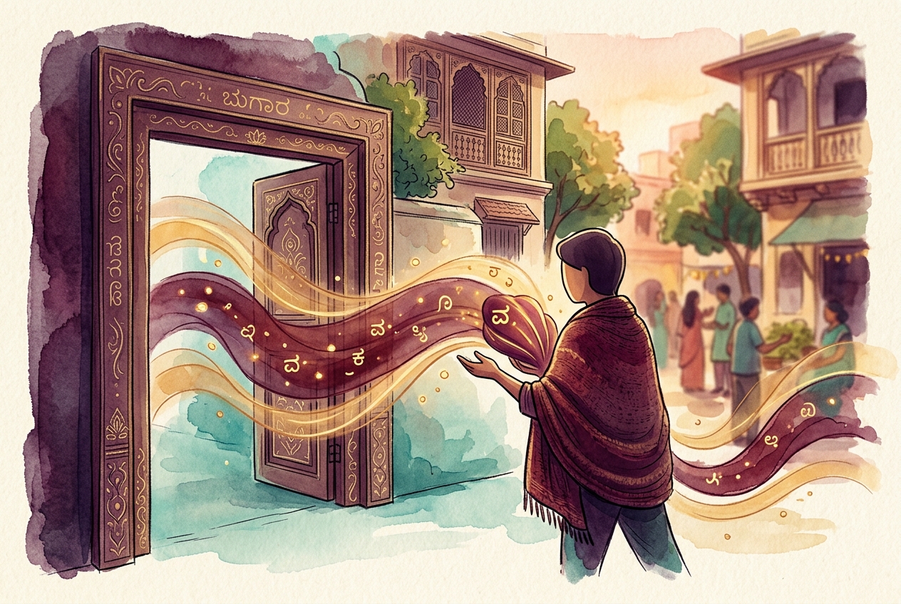 What if every new Bangalorean learned 50 Kannada words in their first month? — a card from the Bangalore deck of the Xin Canvas