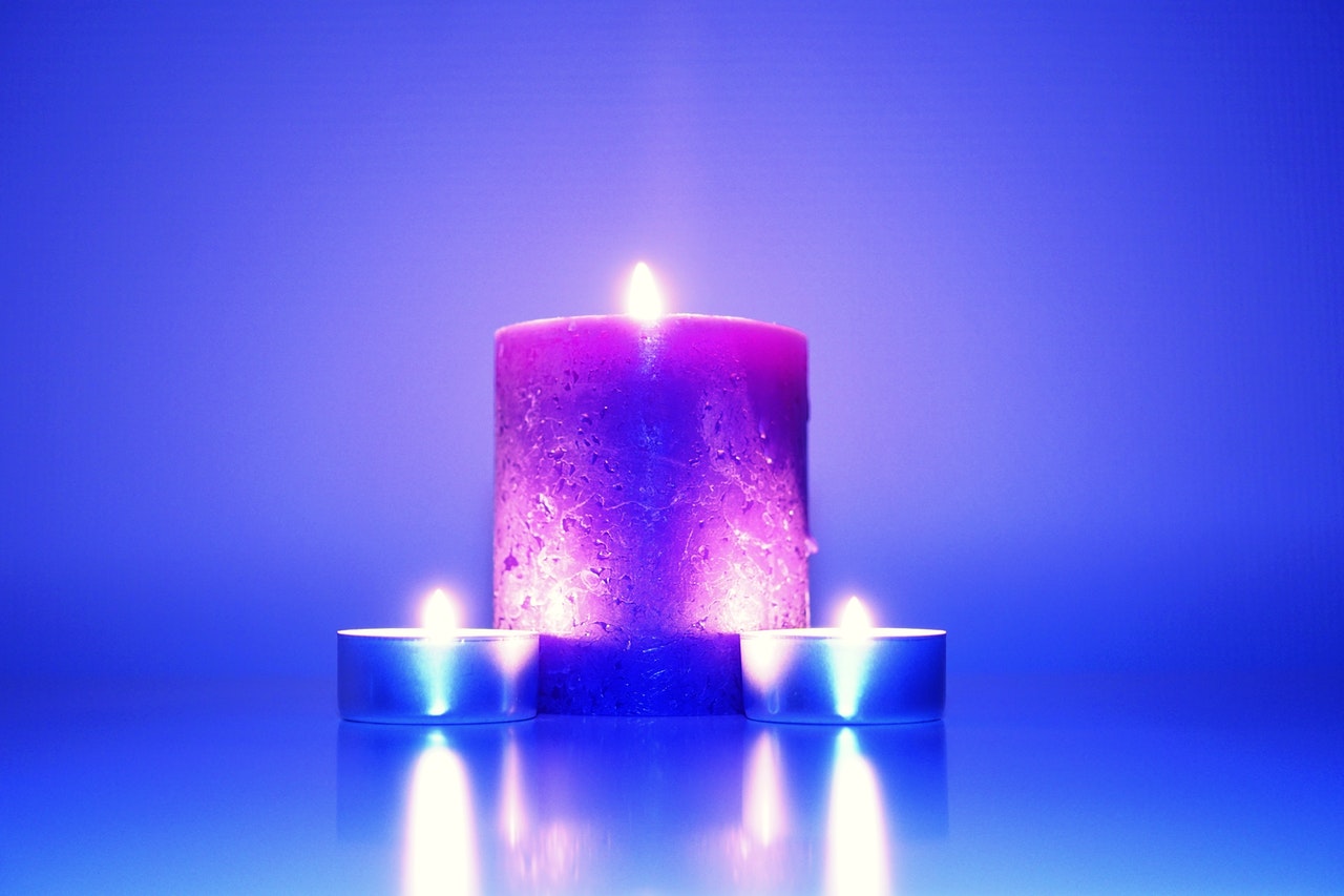 three lit candles