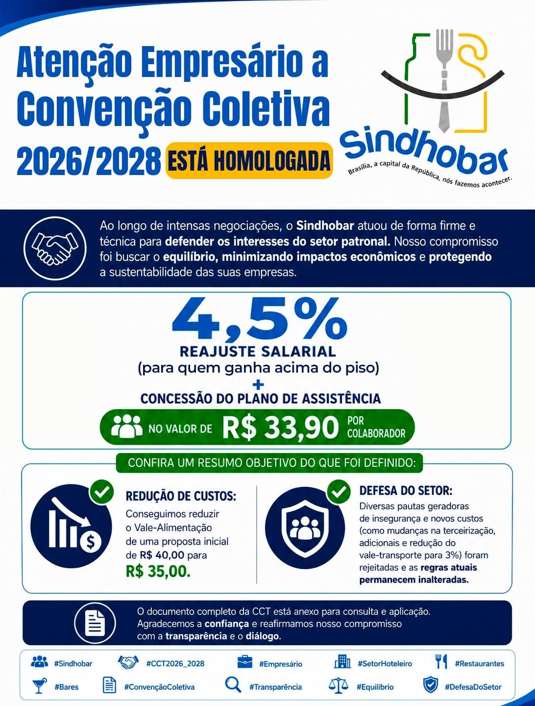 Card com informações sobre reajuste salarial de sindicato