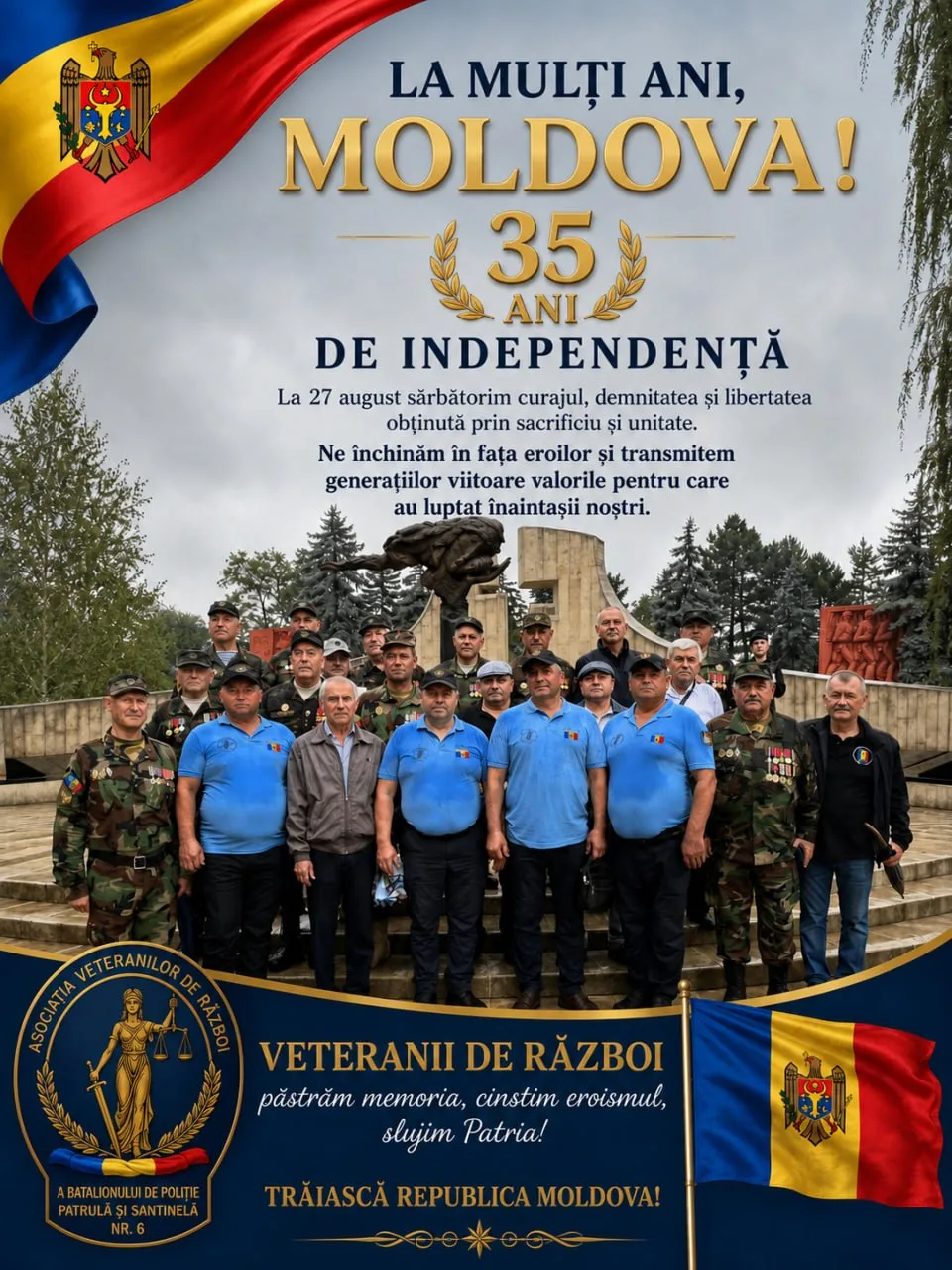 35 de ani de independență: ziua în care Republica Moldova s-a născut și pe care veteranii Batalionului nr. 6 au apărat-o