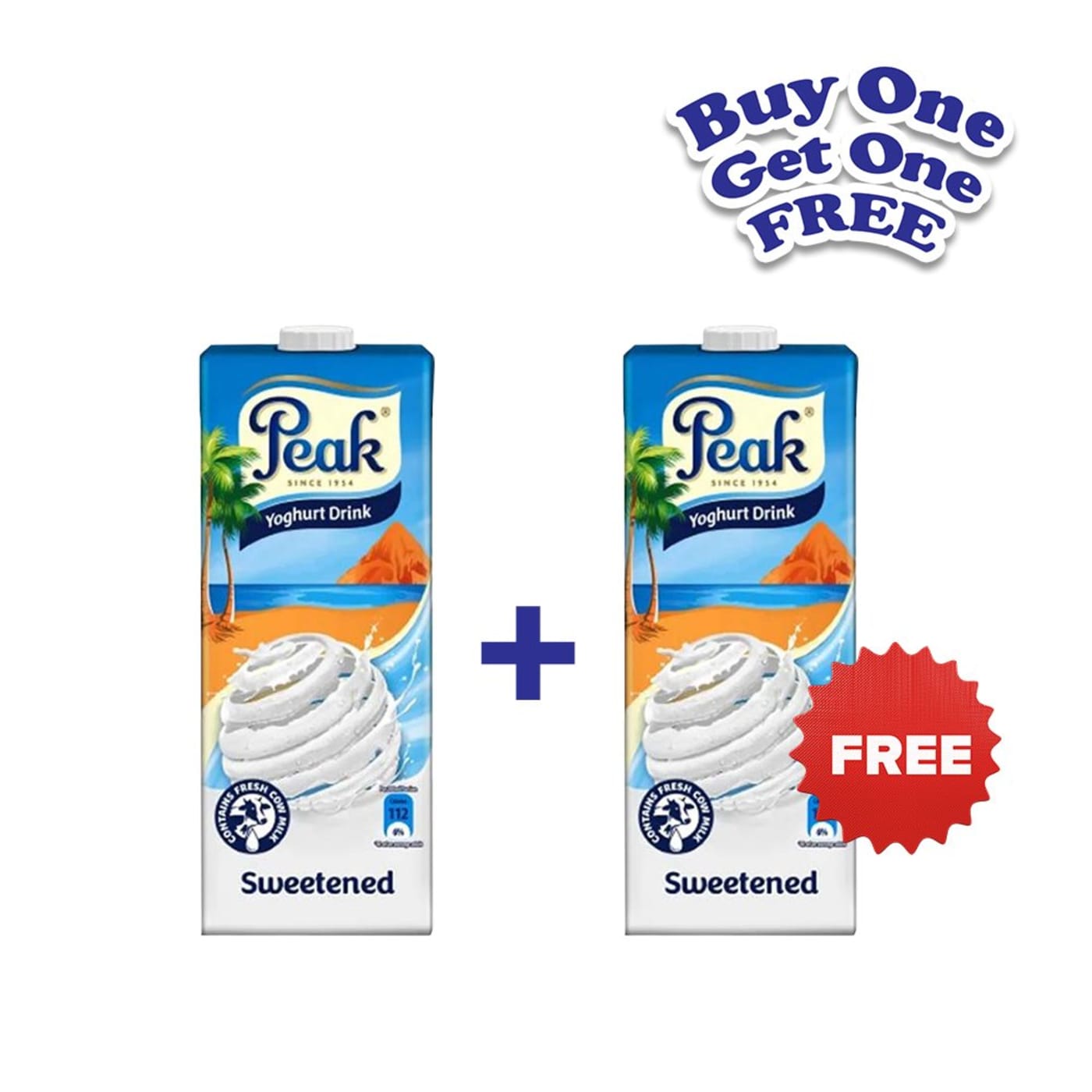 Peak Yoghurt Plain Sweetened 1L, Buy One Get One Free