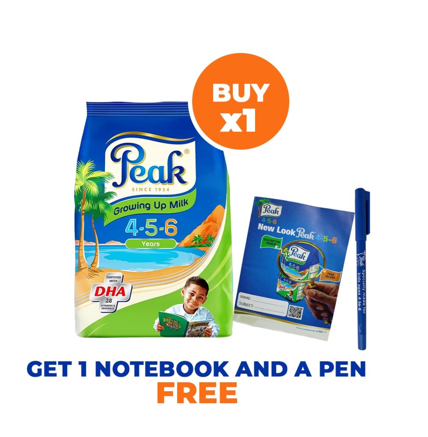 Buy 1 Peak 4-5-6 360g Pouch, Get 1 Notebook & Pen