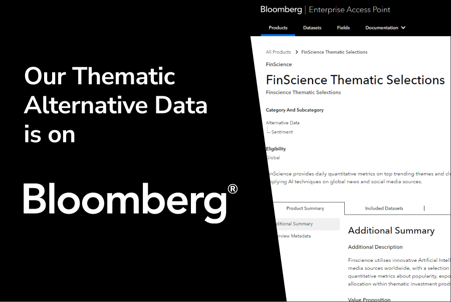 FinScience Thematic Alternative Data Is Now Available on Bloomberg Enterprise Access Point