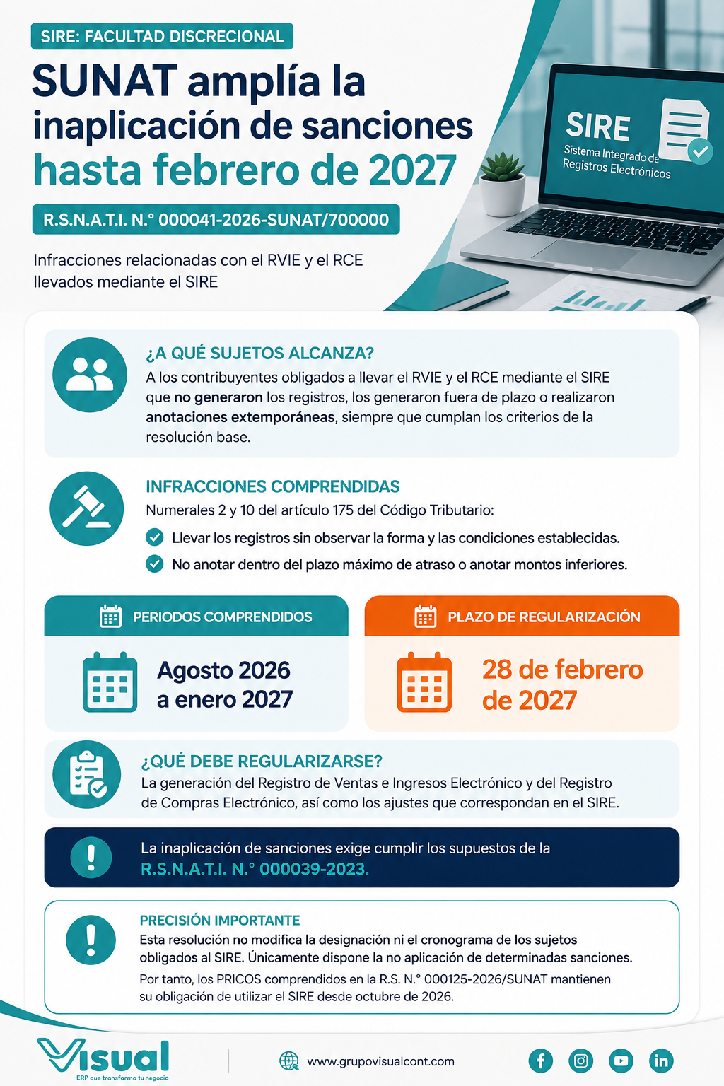SUNAT amplía el plazo para regularizar registros electrónicos sin sanción: ¿hasta cuándo podrás corregir el SIRE? - Imagen informativa 1