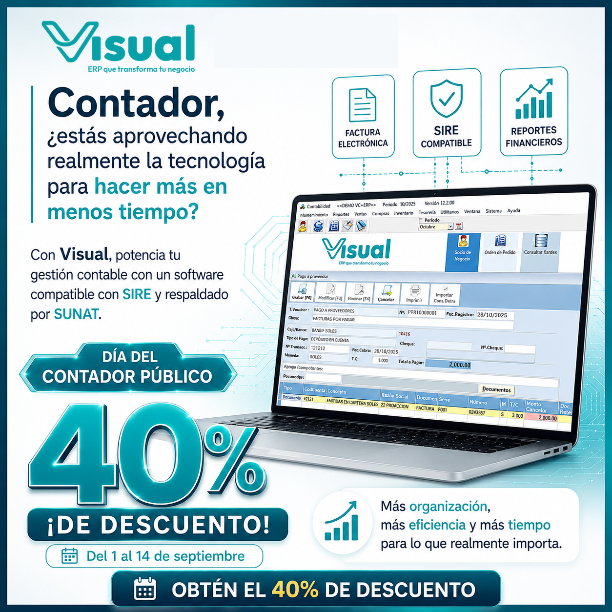 Día del contador - 40% de descuento en Visualcont