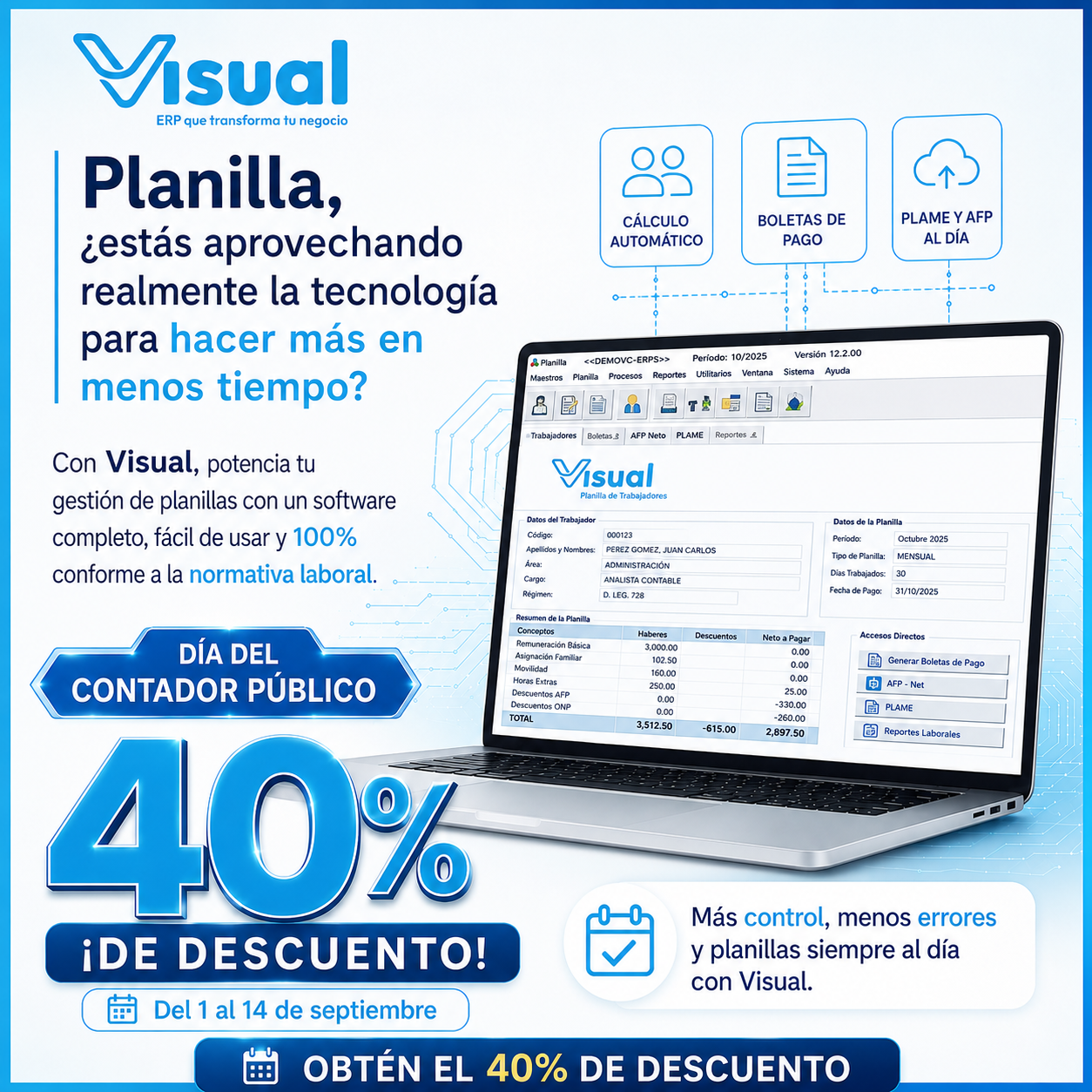 Día del contador - 40% de descuento en Visualplan