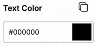 Text color HEX input field, with a copy icon and a small preview window.