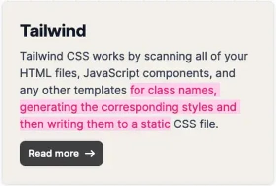 Custom text selection highlight colors, lighter pint for the background and darker pink for the text.