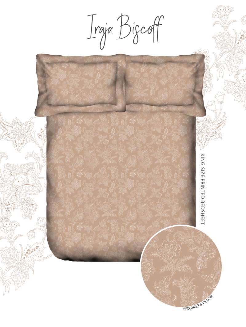 Elegant Floral Printed King Size Bedsheet Set with Pillow Covers