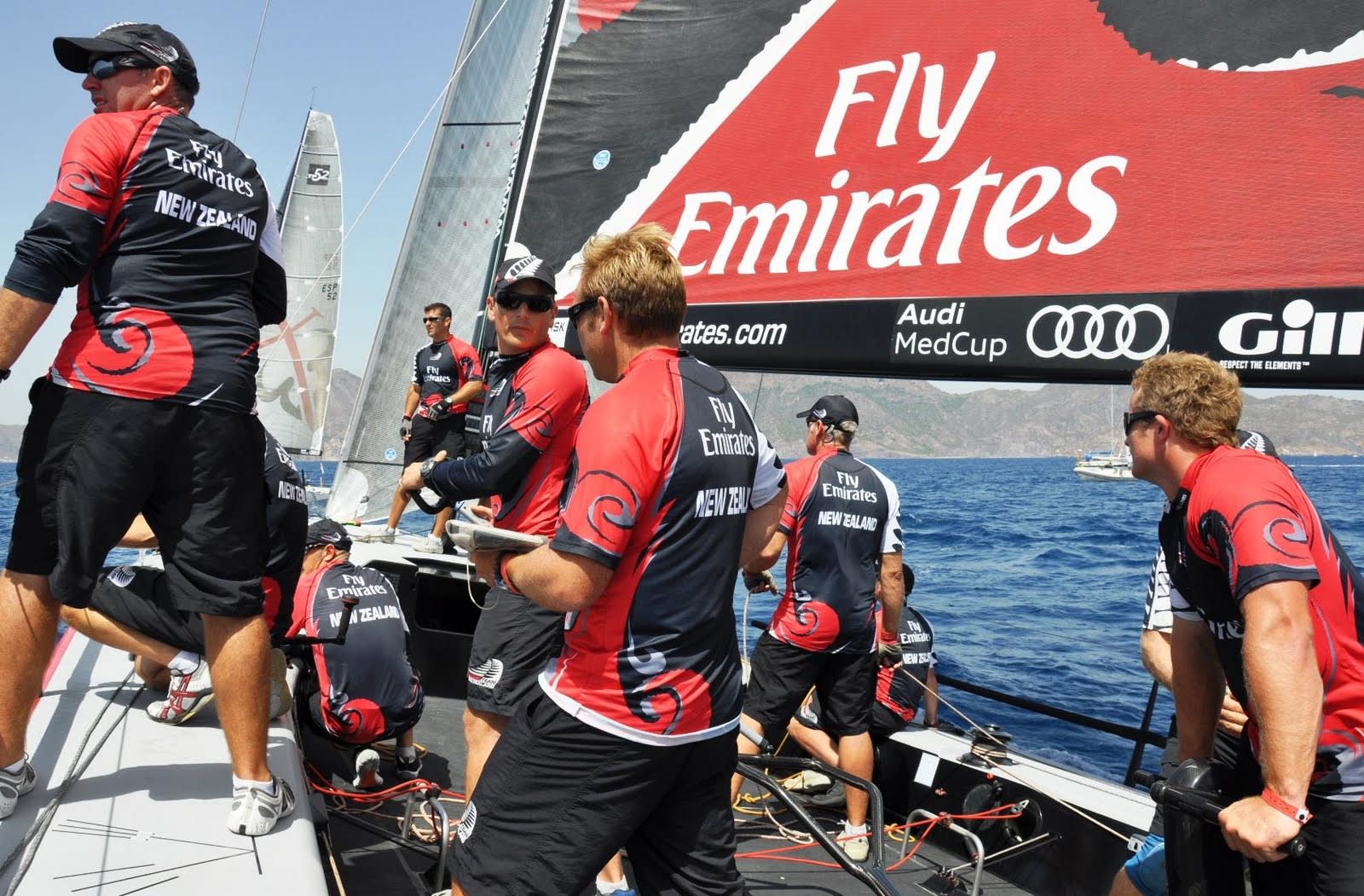 Image of Team New Zealand crew sailing.