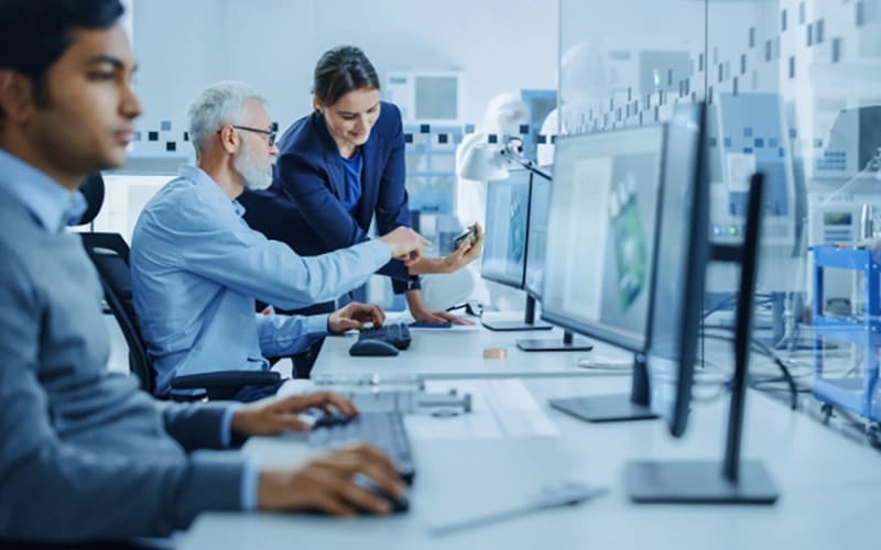 Researchers in a lab.