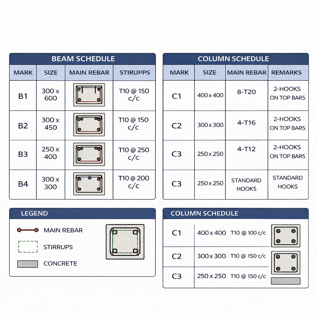 Beam & Column Shedule
