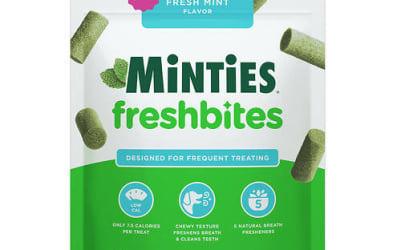 Enter for a chance to win a Minties Fresh Breath Kit for your dog including dental treats, a bandana, treat pouch, and more.