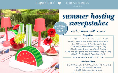 Enter the Sugarfina Evergreen Sweepstakes for a chance to win a collection of gourmet candy and sweet treats from Sugarfina.