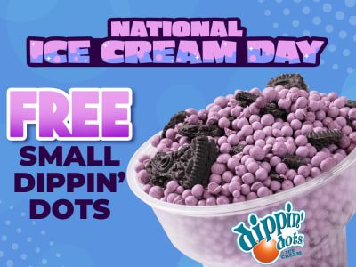 Get a free mini cup of Dippin' Dots at participating locations on July 19 — National Ice Cream Day.