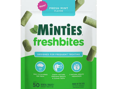 Enter for a chance to win a Minties Fresh Breath Kit for your dog including dental treats, a bandana, treat pouch, and more.
